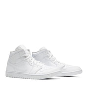 NIKE AIR JORDAN1 MID TRIPLE WHITE WMNS (NEW)
