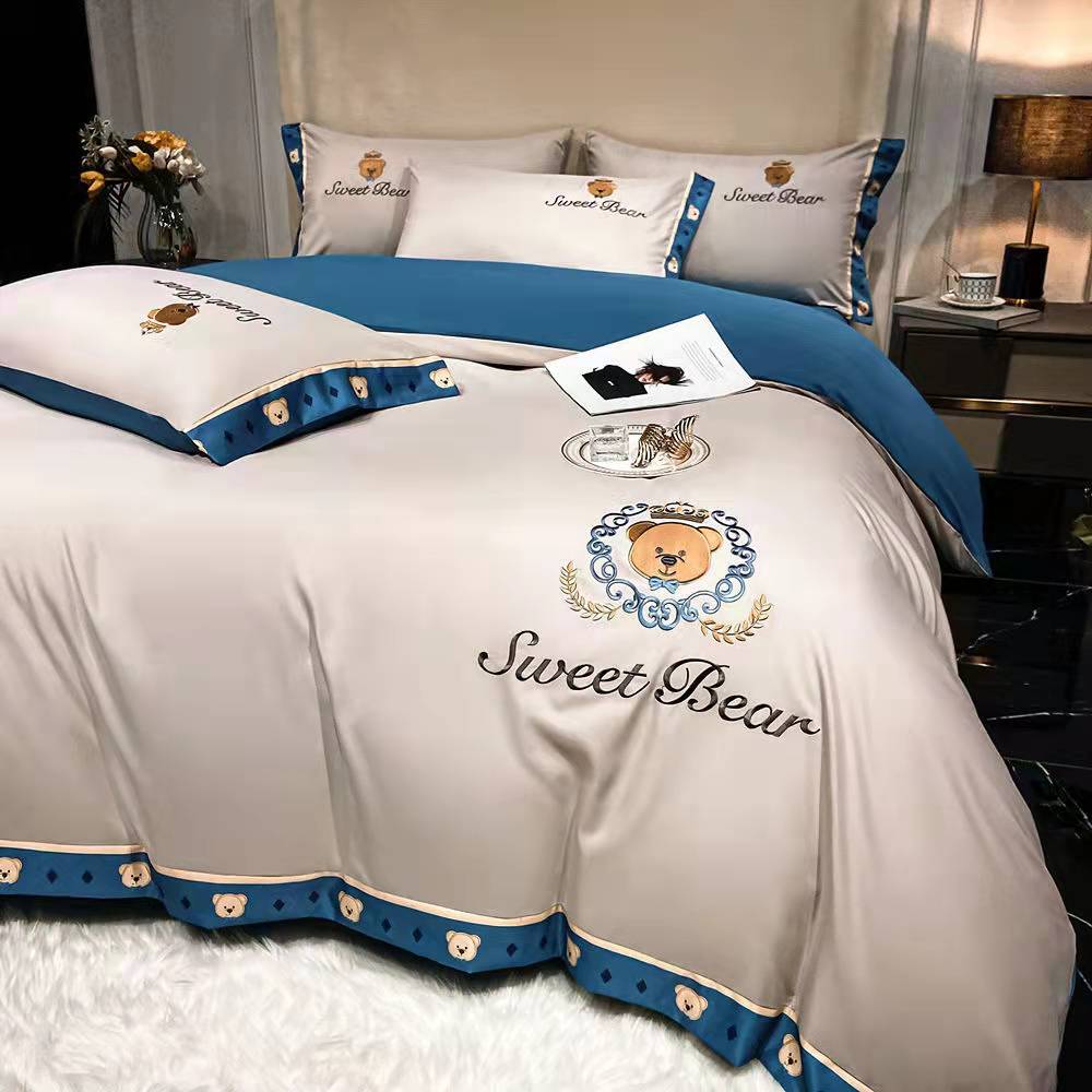 High-end Embroidered skin-friendly brushed cotton Four-Piece Suit  Bed Supplies lbcase