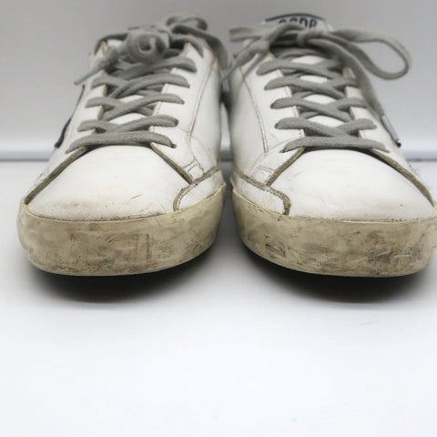 Golden Goose Superstar Glitter Heel Tab Sneakers White & Black Leather Size 38