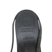 Brunello Cucinelli Monili-Embellished Mules Black Leather Size 39 Slip-On Flats