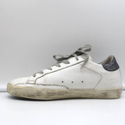 Golden Goose Superstar Glitter Heel Tab Sneakers White & Black Leather Size 38