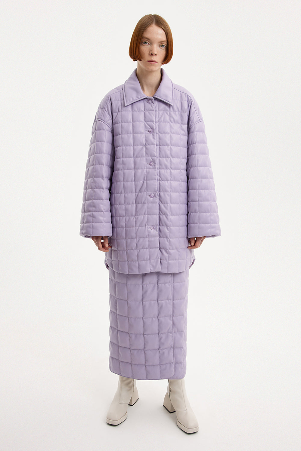Oversized Kalik Down Shirt Leather Lilac