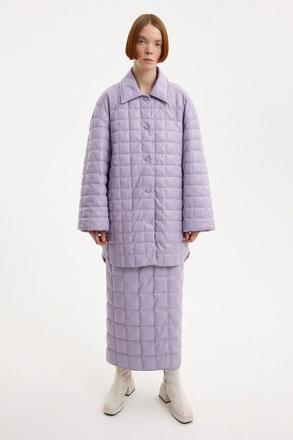 Oversized Kalik Down Shirt Leather Lilac
