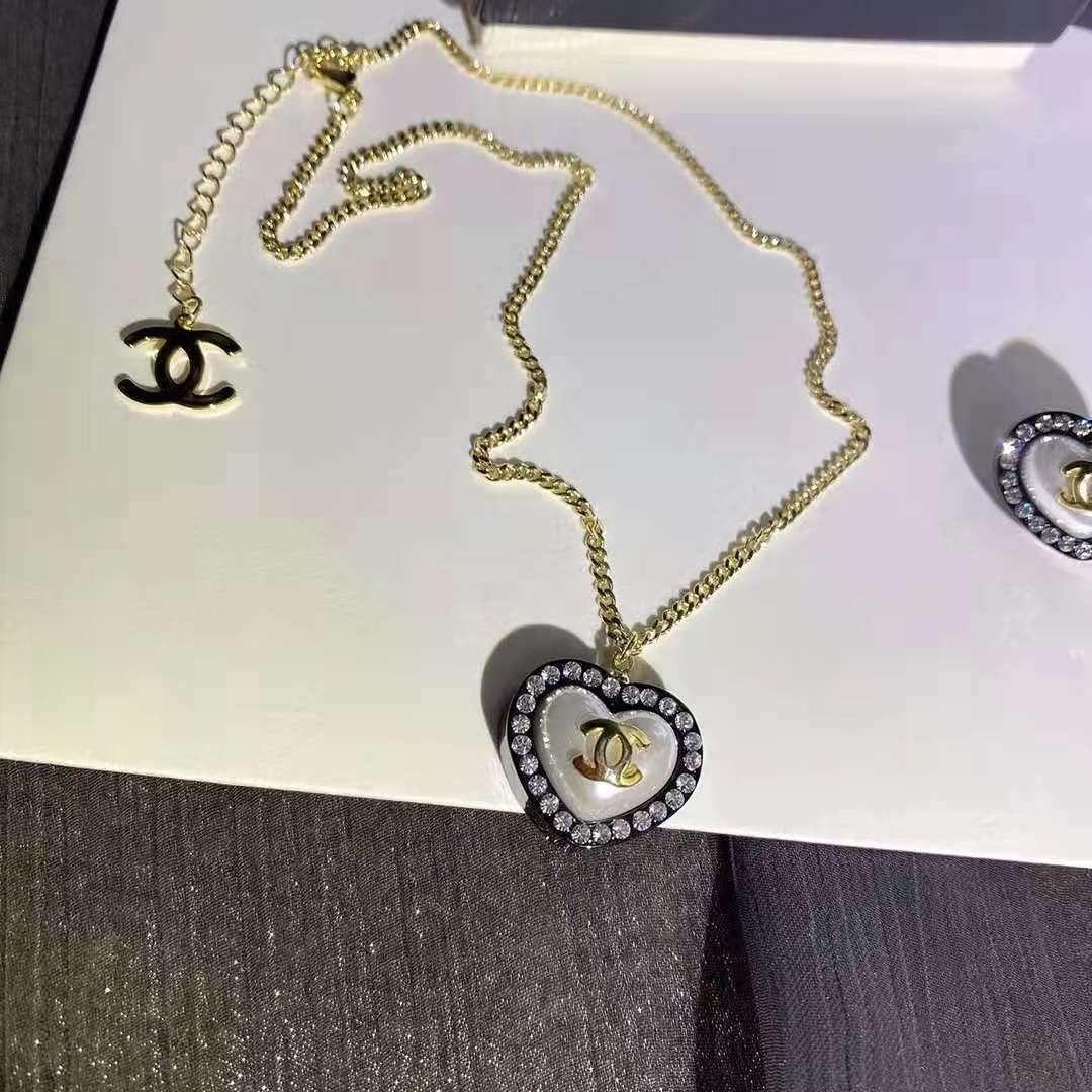 Summer Fashion Love Pendant Diamond Necklace Earring Set lbcase