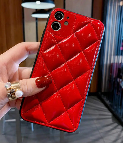 Luxury leather rhombus phone case lbcase