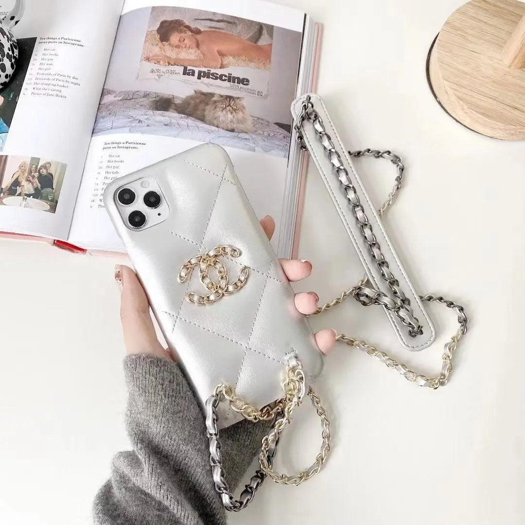 Luxury leather crossbody chain phone case lbcase