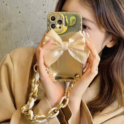 Luxury bow Carry chain phone case For iphone lbcase