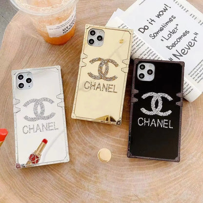 Rhinestone square mirror phone case lbcase