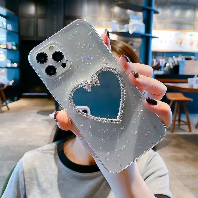 Rhinestone makeup mirror phone case lbcase