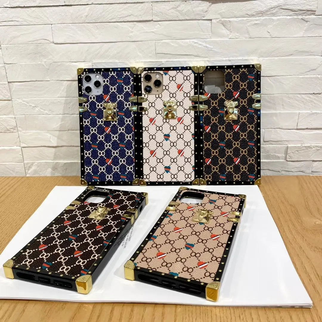 Luxurious leather square phone case for samsung lbcase