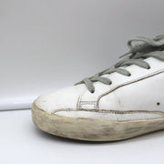 Golden Goose Superstar Glitter Heel Tab Sneakers White & Black Leather Size 38
