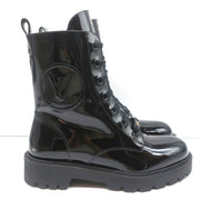 Louis Vuitton Territory Flat Ranger Logo Boots Black Patent Leather Size 40 NEW