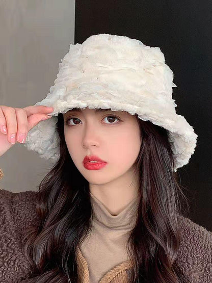 Plush all-match lamb velvet bucket hat lbcase