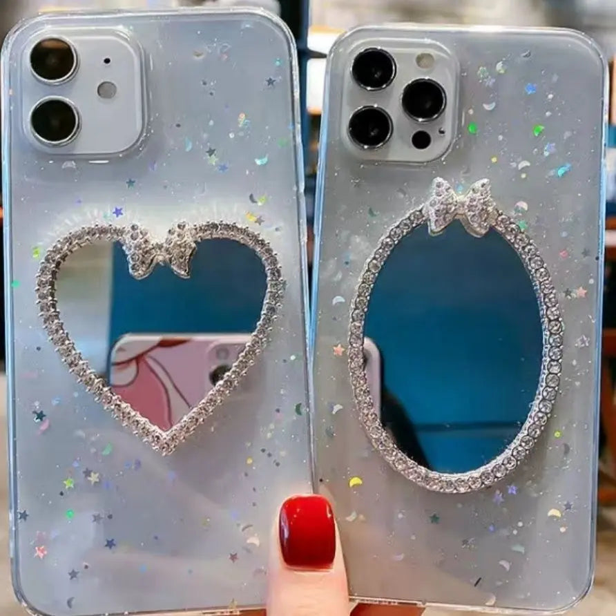 Rhinestone makeup mirror phone case lbcase