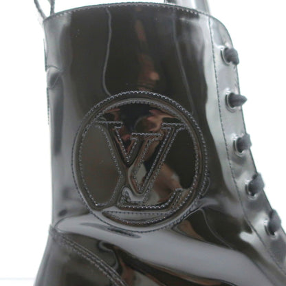 Louis Vuitton Territory Flat Ranger Logo Boots Black Patent Leather Size 40 NEW