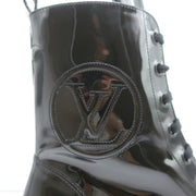 Louis Vuitton Territory Flat Ranger Logo Boots Black Patent Leather Size 40 NEW