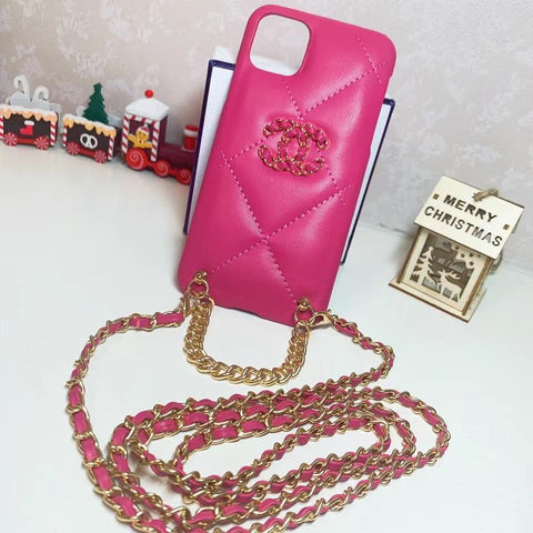 Luxury leather chain phone case
