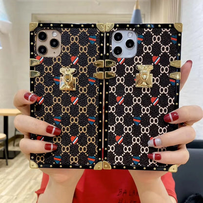 Luxurious leather square phone case for samsung lbcase