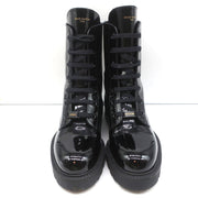Louis Vuitton Territory Flat Ranger Logo Boots Black Patent Leather Size 40 NEW