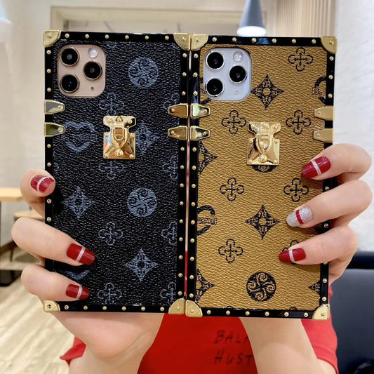 Classic leather square phone case for iphone lbcase