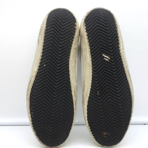 Golden Goose Superstar Glitter Heel Tab Sneakers White & Black Leather Size 38
