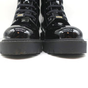 Louis Vuitton Territory Flat Ranger Logo Boots Black Patent Leather Size 40 NEW