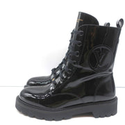 Louis Vuitton Territory Flat Ranger Logo Boots Black Patent Leather Size 40 NEW