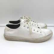 Saint Laurent Cap Toe Low Top Sneakers White Leather Size 40.5