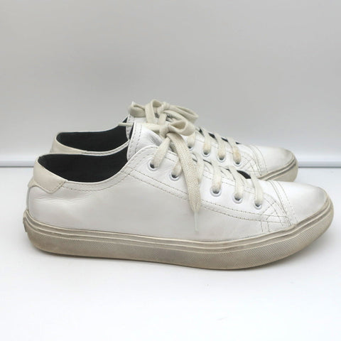 Saint Laurent Cap Toe Low Top Sneakers White Leather Size 40.5