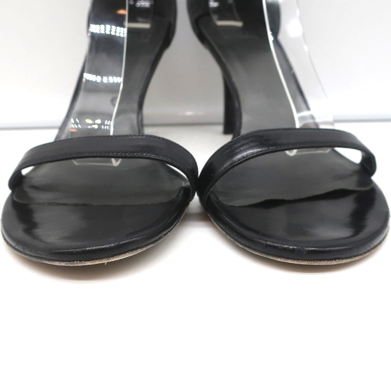 Stuart Weitzman Nunaked Ankle Strap Sandals Black Leather Size 10.5