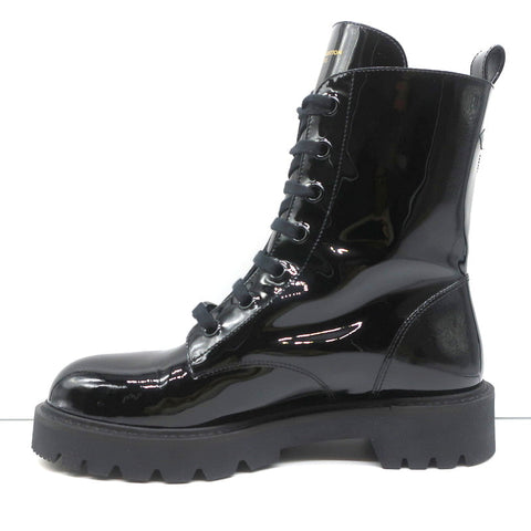 Louis Vuitton Territory Flat Ranger Logo Boots Black Patent Leather Size 40 NEW