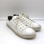 Saint Laurent Cap Toe Low Top Sneakers White Leather Size 40.5