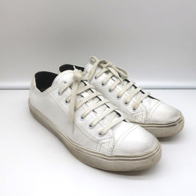 Saint Laurent Cap Toe Low Top Sneakers White Leather Size 40.5