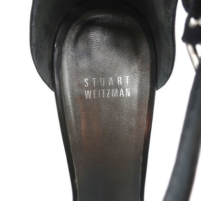 Stuart Weitzman Nunaked Ankle Strap Sandals Black Leather Size 10.5