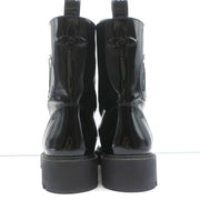 Louis Vuitton Territory Flat Ranger Logo Boots Black Patent Leather Size 40 NEW