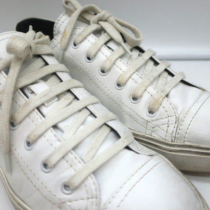 Saint Laurent Cap Toe Low Top Sneakers White Leather Size 40.5