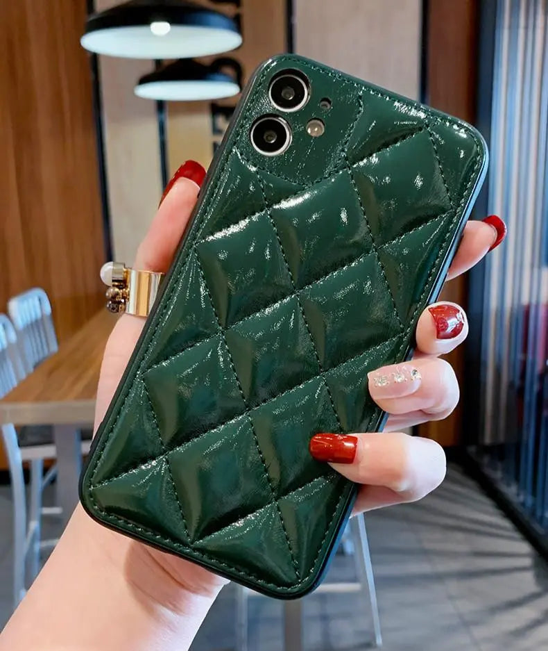 Luxury leather rhombus phone case lbcase
