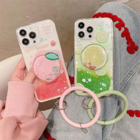 Small Waist Quicksand Bracket Phone Case