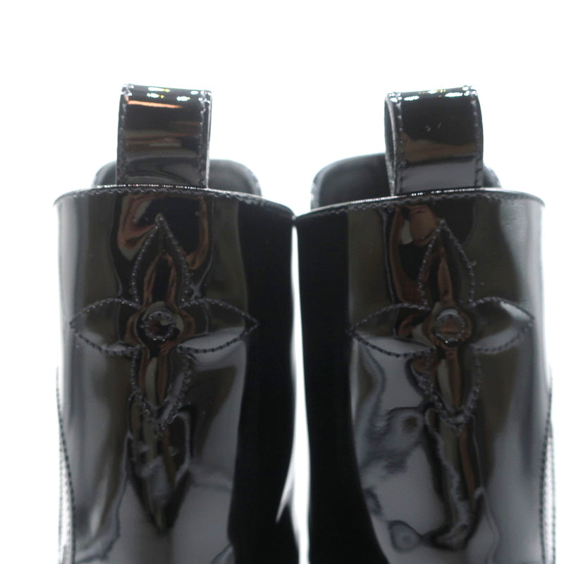 Louis Vuitton Territory Flat Ranger Logo Boots Black Patent Leather Size 40 NEW