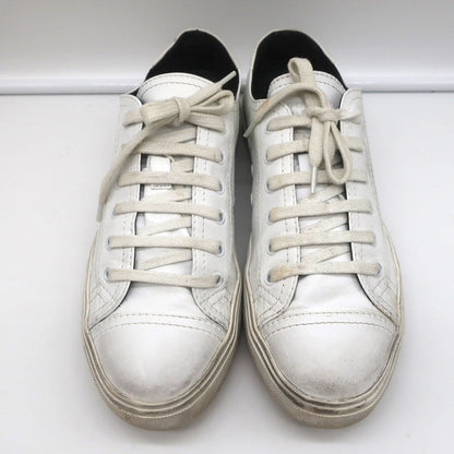 Saint Laurent Cap Toe Low Top Sneakers White Leather Size 40.5
