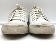 Saint Laurent Cap Toe Low Top Sneakers White Leather Size 40.5