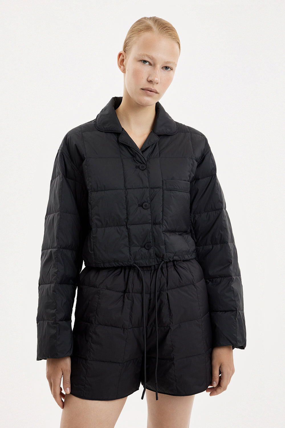 Cropped Down Shirt Micro Black