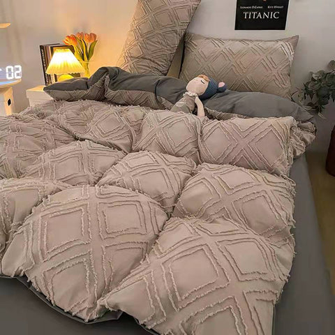 Simple solid color cut flower cotton four-piece quilt cover  new product