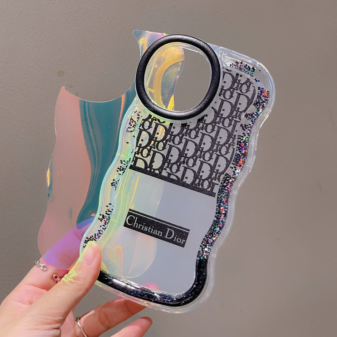 Wave Pattern Sequin Quicksand Tpu Phone Case
