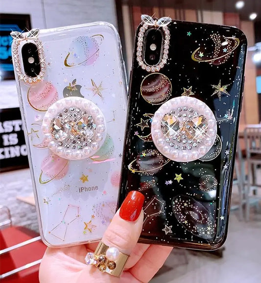 Gold Foil Rhinestone Stand Phone Case lbcase