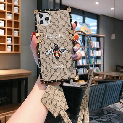 Bee embroidery square phone case lbcase