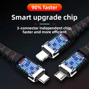3 in 1 Super Fast USB Cable Type C Cable