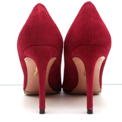 Aquazzura Love Tassel Pumps Red Suede Size 36.5 Pointed Toe Heels
