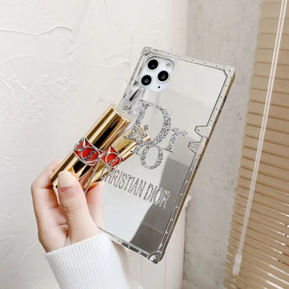 Rhinestone square mirror phone case lbcase