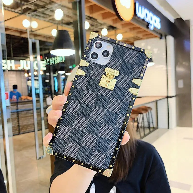 Checkered Slanted back lanyard phone case for iphone lbcase